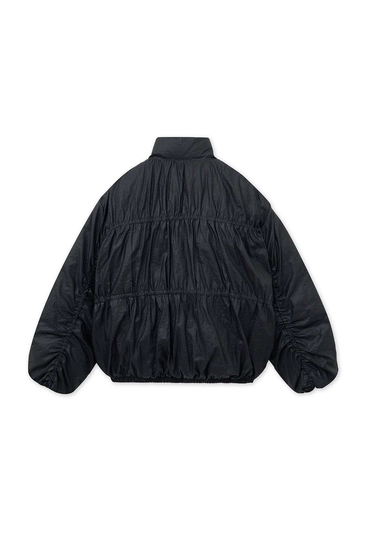 matinkim HIGH NECK SHIRRING DOWN JUMPER IN BLACK