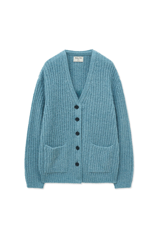 matinkim SIDE BUTTON POINT OVERFIT CARDIGAN IN LIGHT BLUE