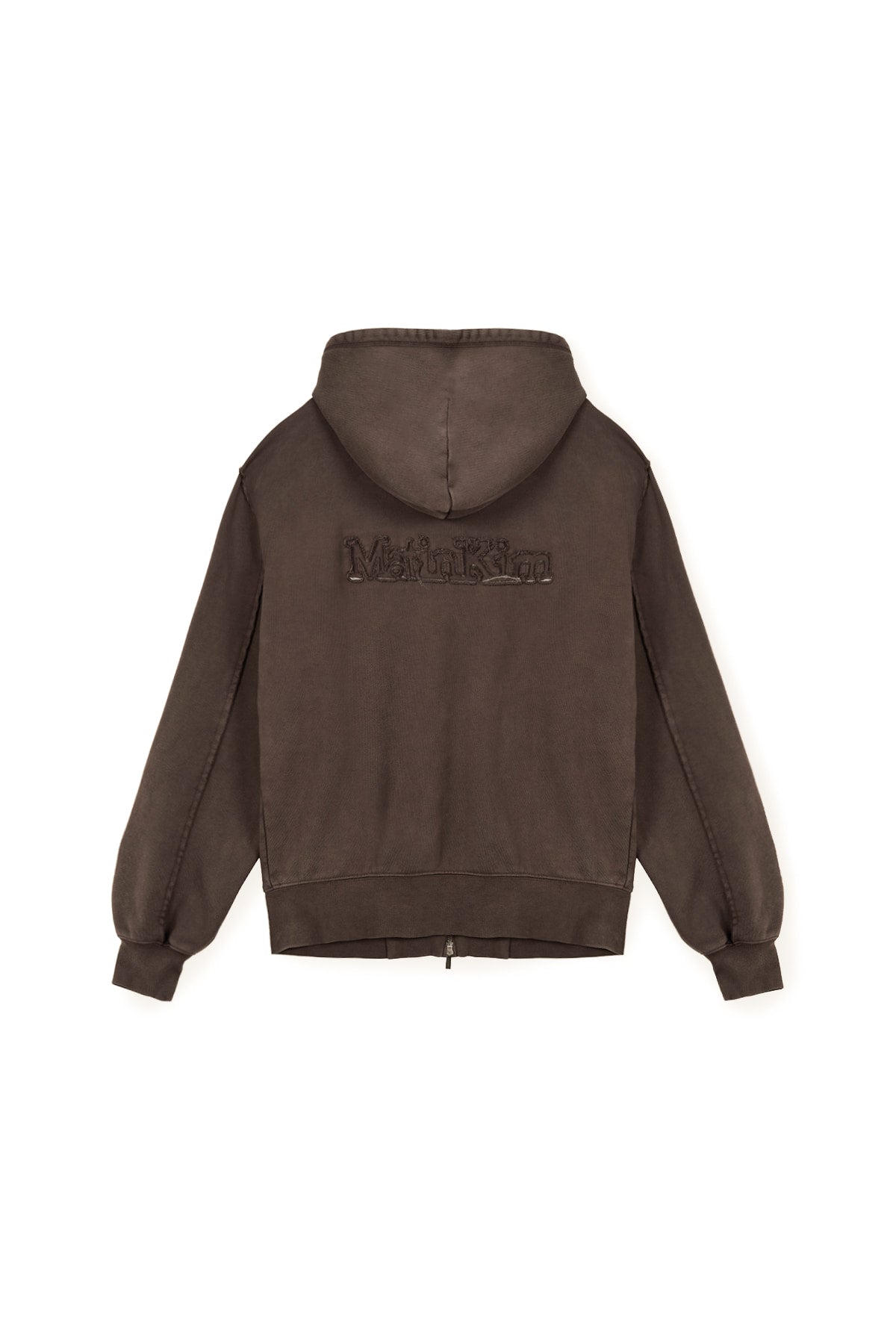 matinkim BACK LOGO WASHED HOODY ZIP UP FOR MEN IN COCOA