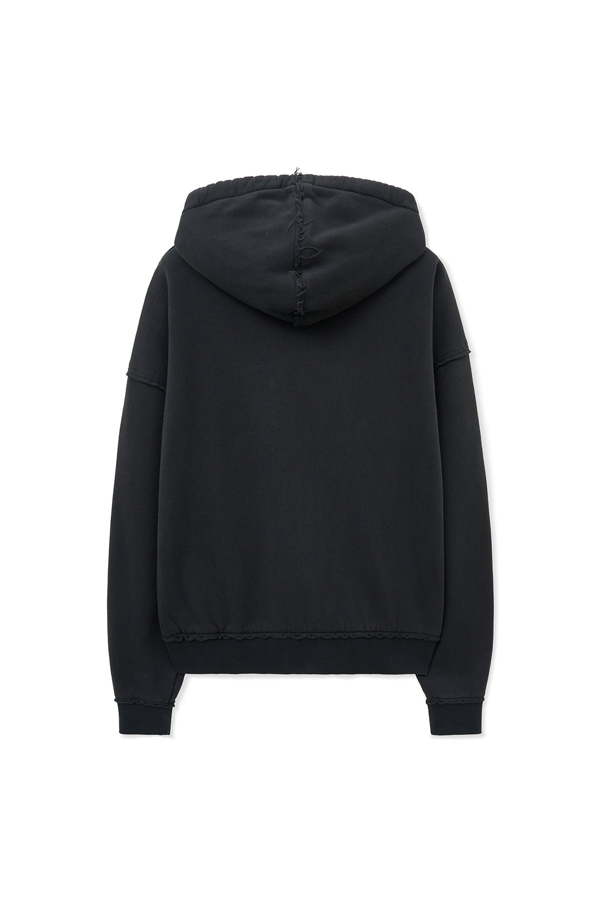 matinkim RAW CUT APPLIQUE HOODY ZIP UP IN CHARCOAL