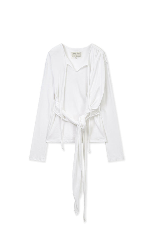 matinkim TIED DRAPERY TOP IN WHITE