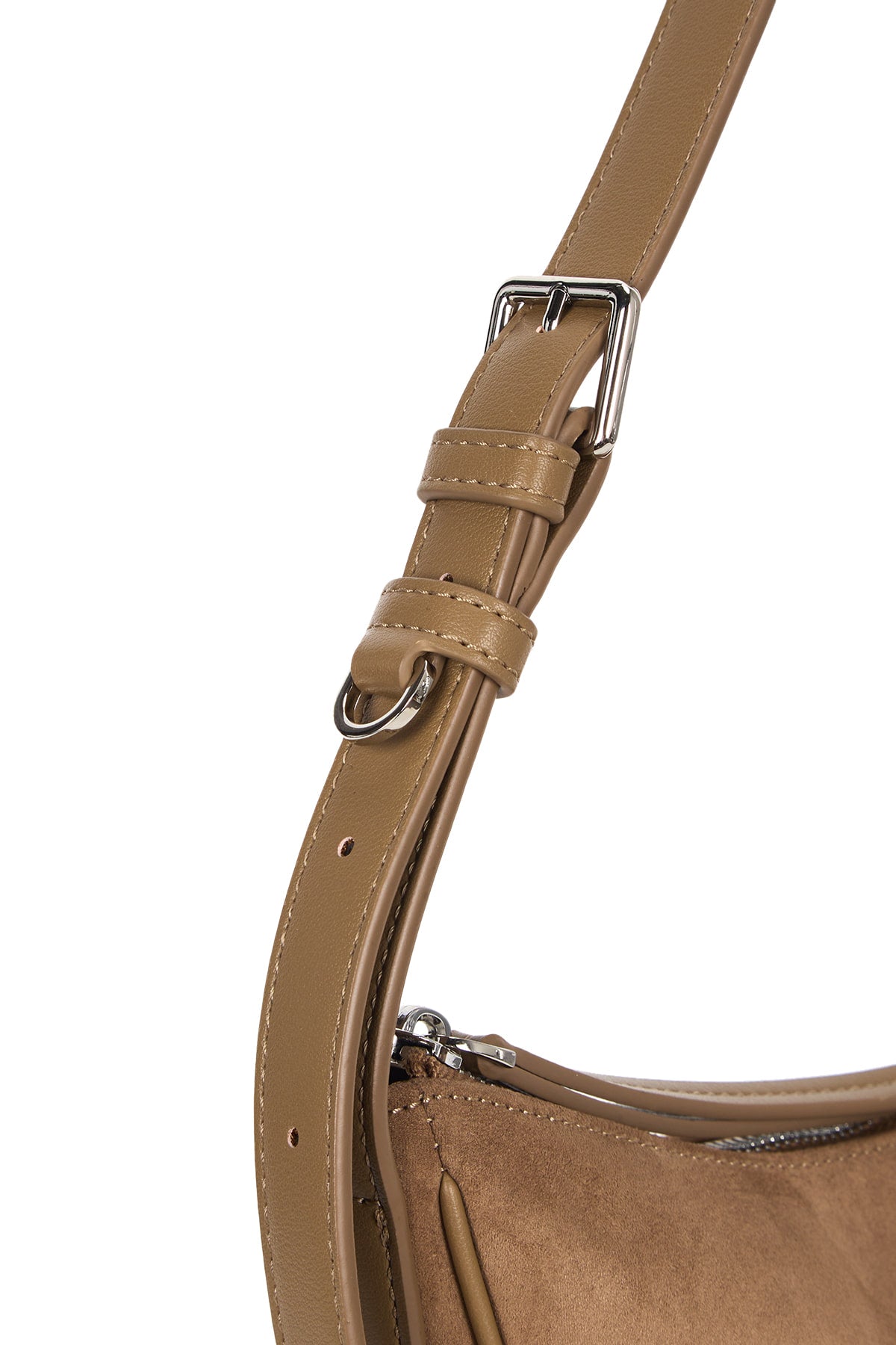 matinkim SUEDE MINI ARC HOBO BAG IN BEIGE