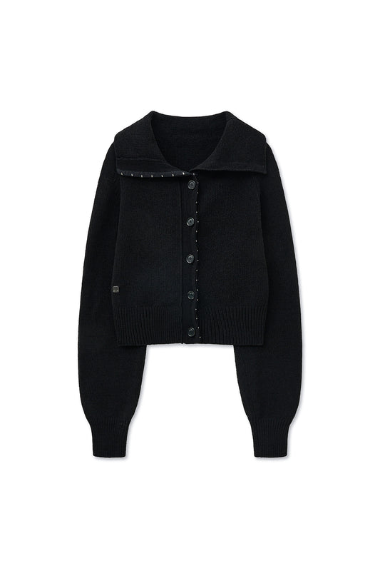 matinkim HOOK POINT TWO WAY CROSS CARDIGAN IN BLACK
