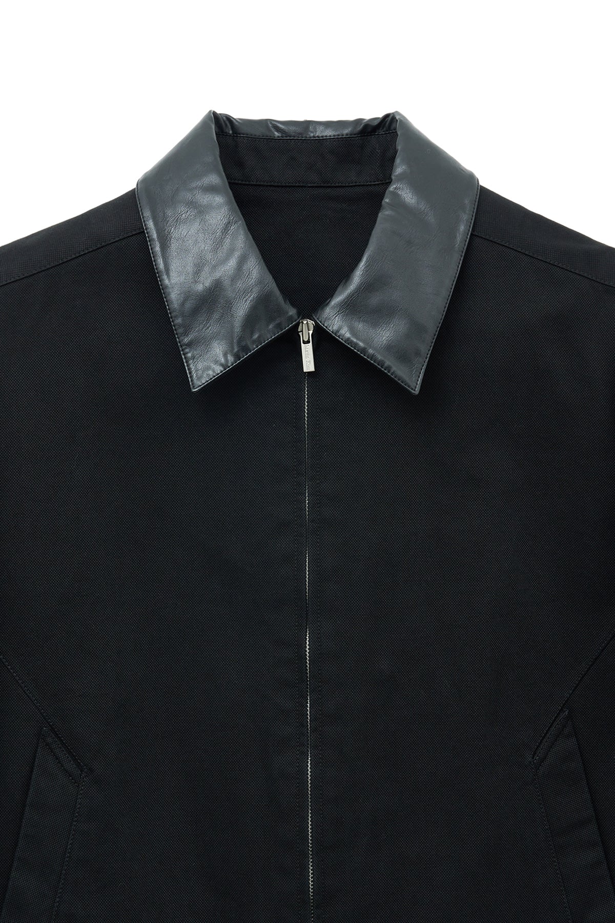 matinkim LEATHER COLLAR POINT WORK JACKET FOR MEN IN BLACK