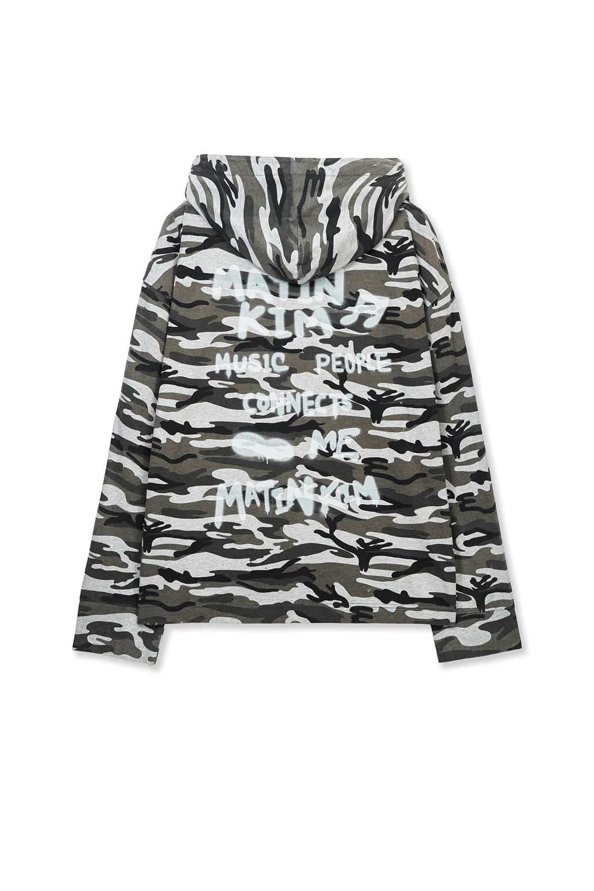 matinkim TYPO ARTWORK CAMOUFLAGE HOODY IN KHAKI