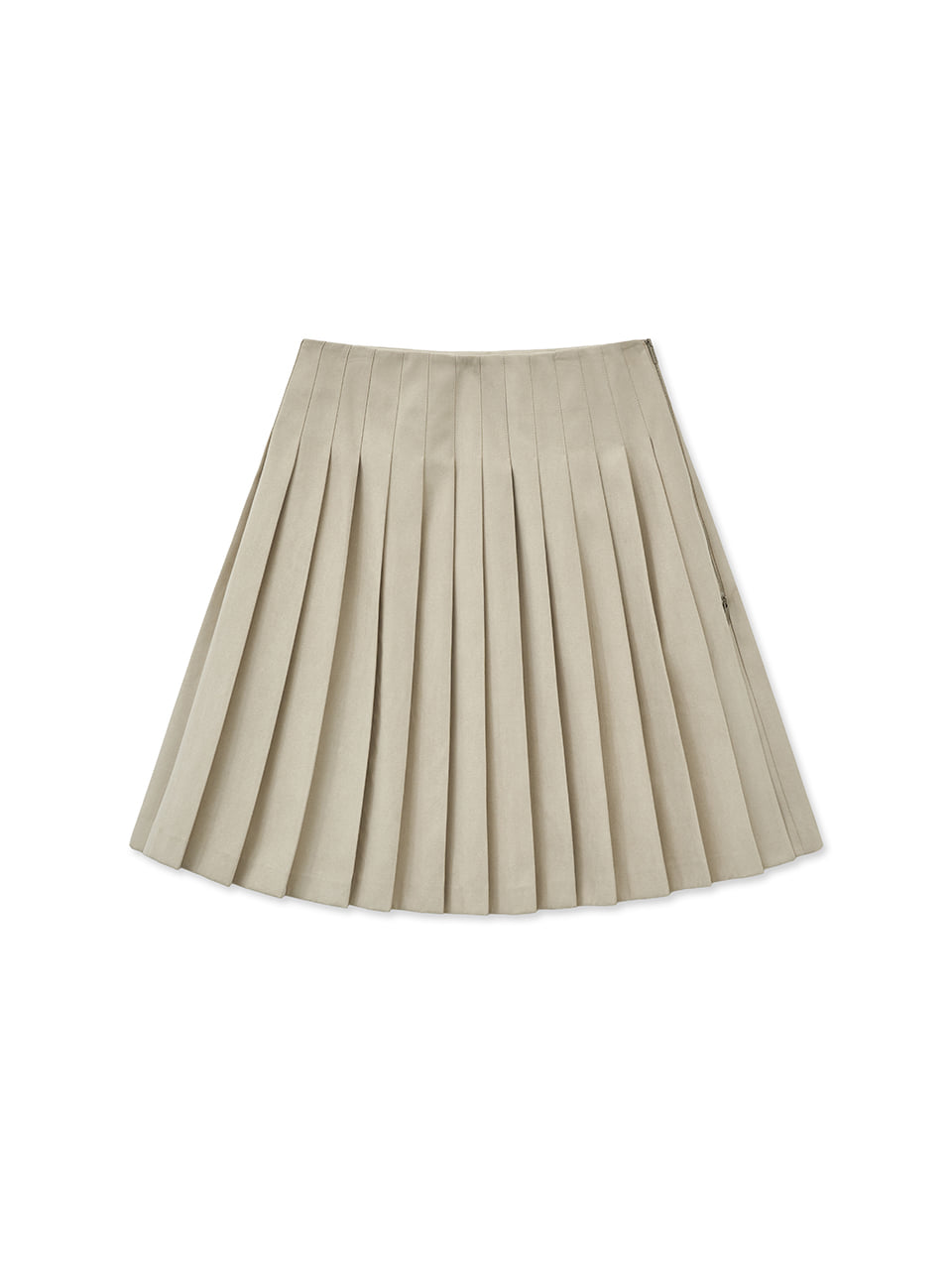 matinkim SIDE ZIPPER PLEATS MIDI SKIRT IN LIGHT BEIGE
