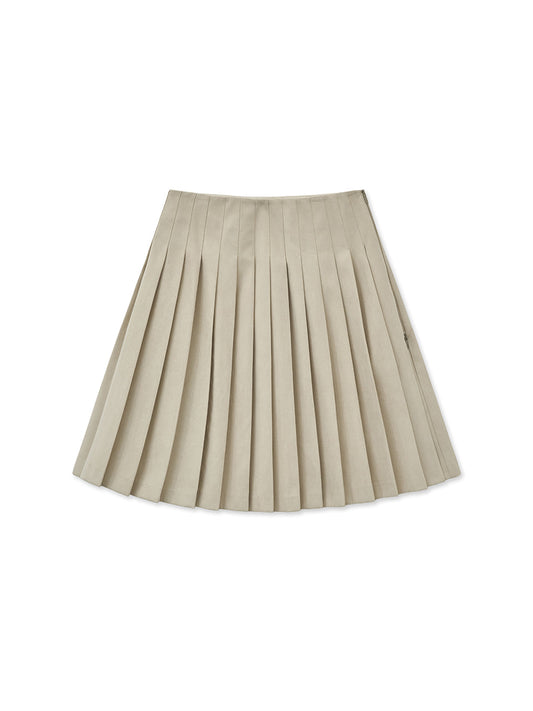 matinkim SIDE ZIPPER PLEATS MIDI SKIRT IN LIGHT BEIGE