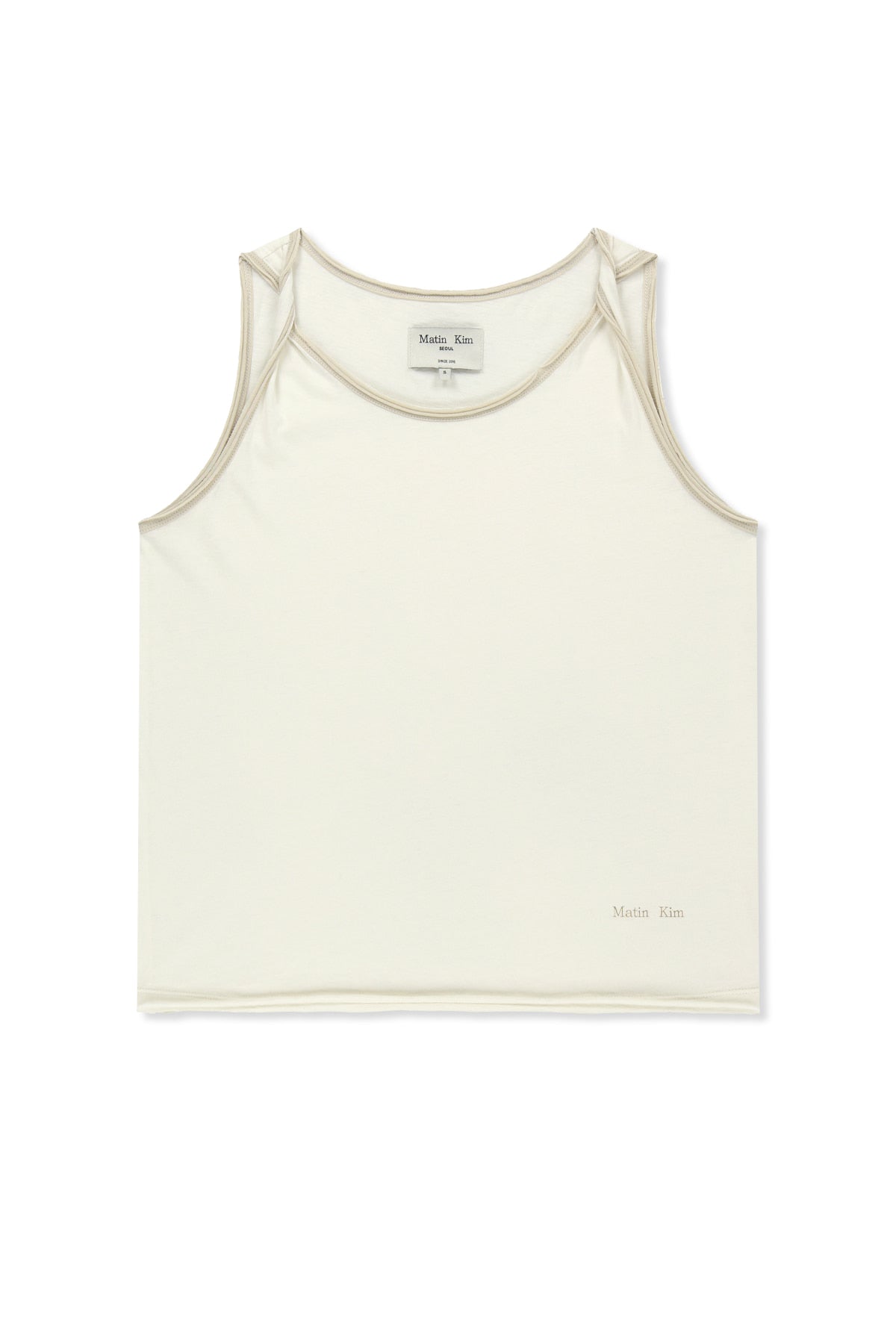 matinkim TWIST SHOULDER SLEEVELESS TOP IN CREAM