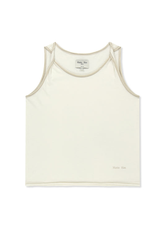 matinkim TWIST SHOULDER SLEEVELESS TOP IN CREAM