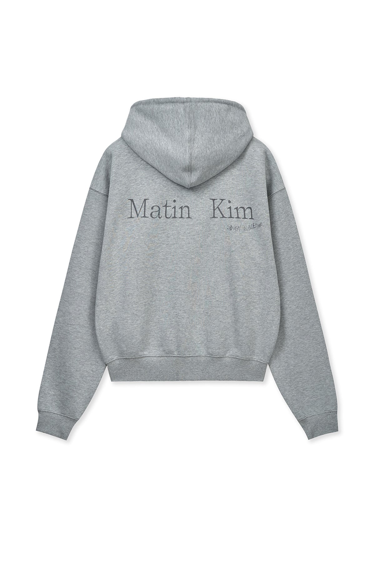 matinkim BACK LOGO ESSENTIAL HOODY ZIP UP IN GREY