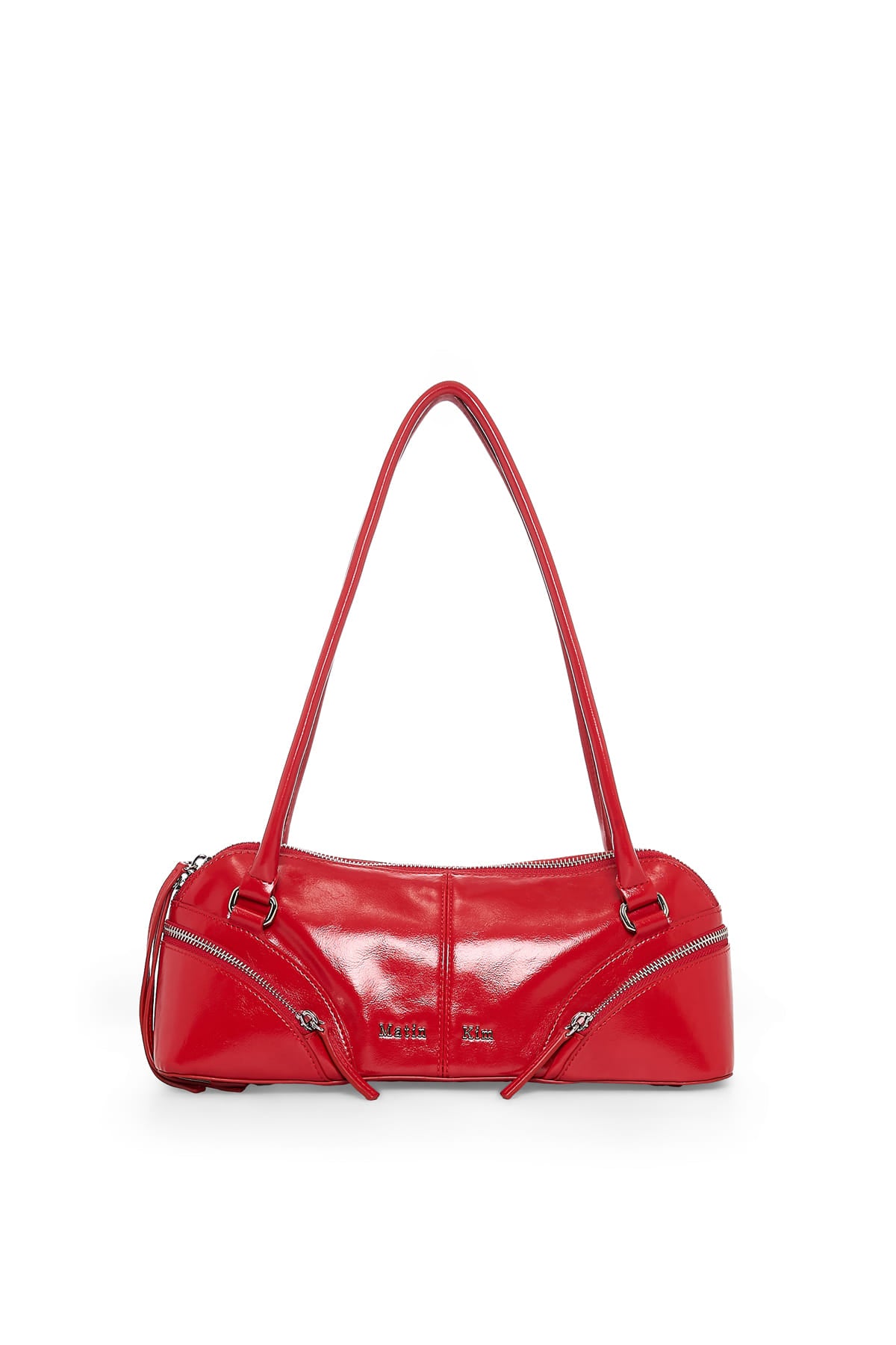 matinkim CURVE ZIP BAGUETTE BAG IN RED