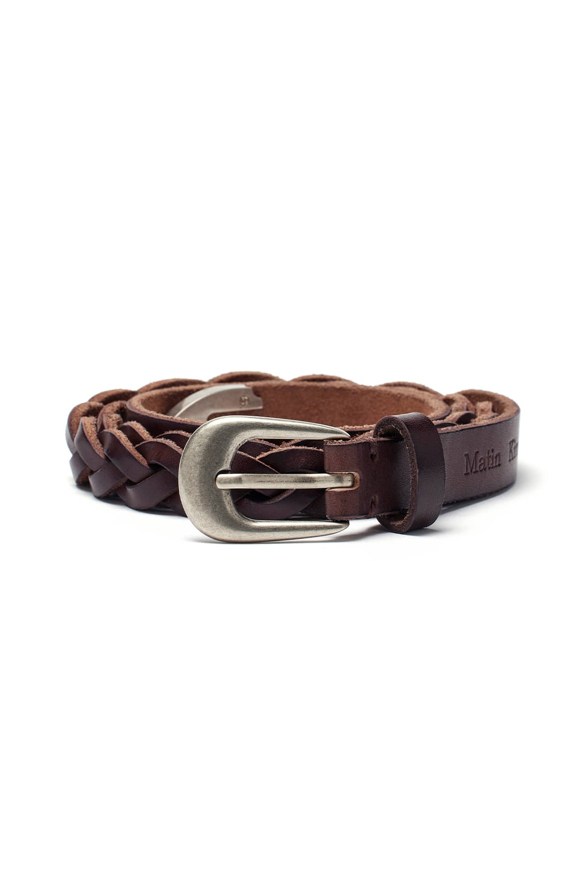 matinkim WEAVING LEATHER BELT IN BROWN