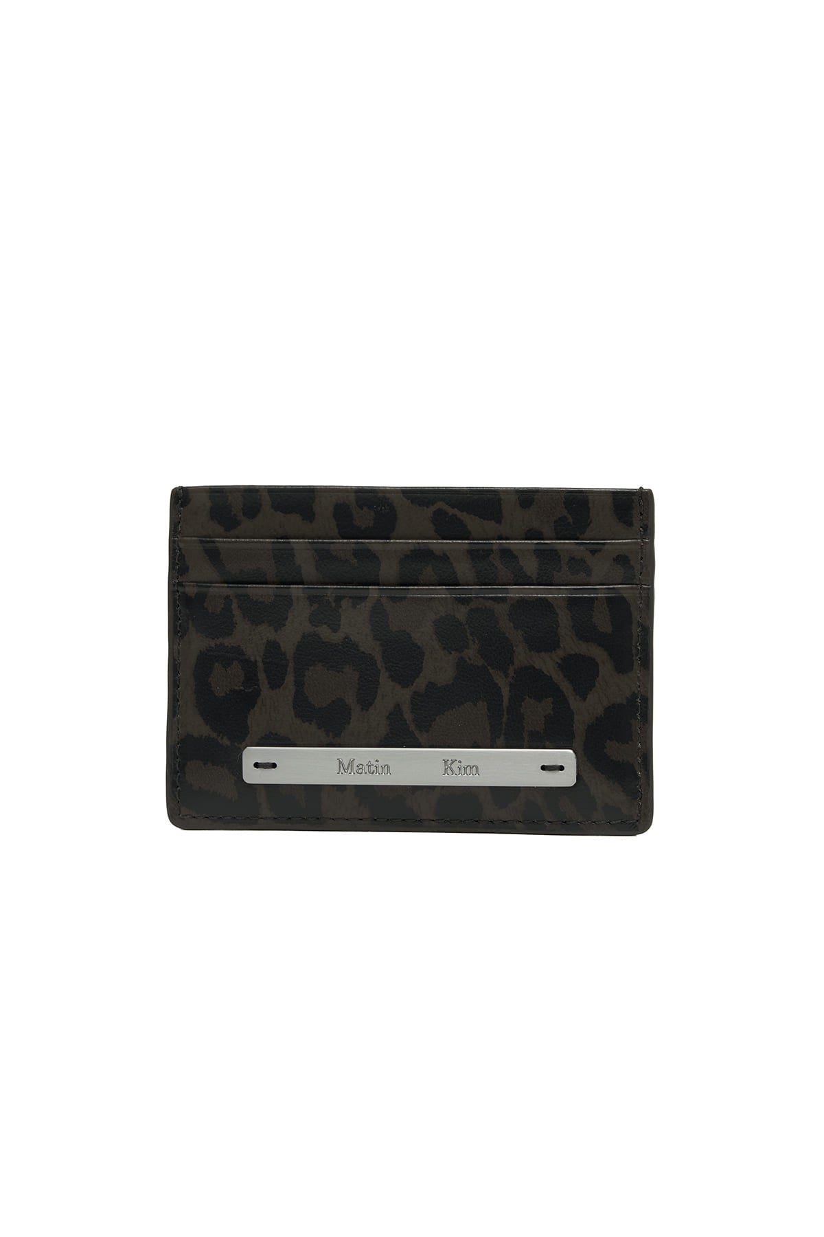 matinkim LEOPARD VINTAGE CARD WALLET IN CHARCOAL