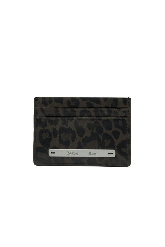 matinkim LEOPARD VINTAGE CARD WALLET IN CHARCOAL