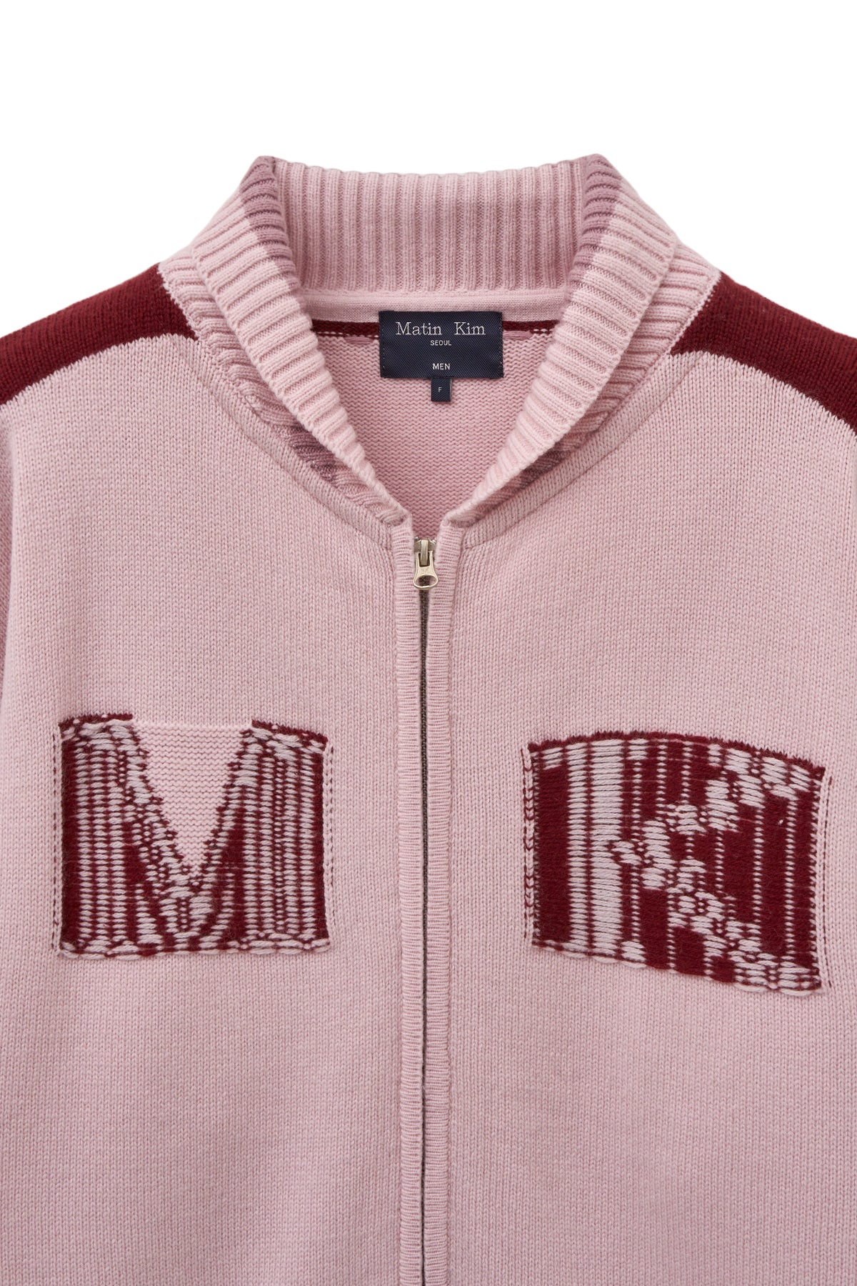 matinkim MATIN KIM INITIAL KNIT ZIP UP FOR MEN IN PINK