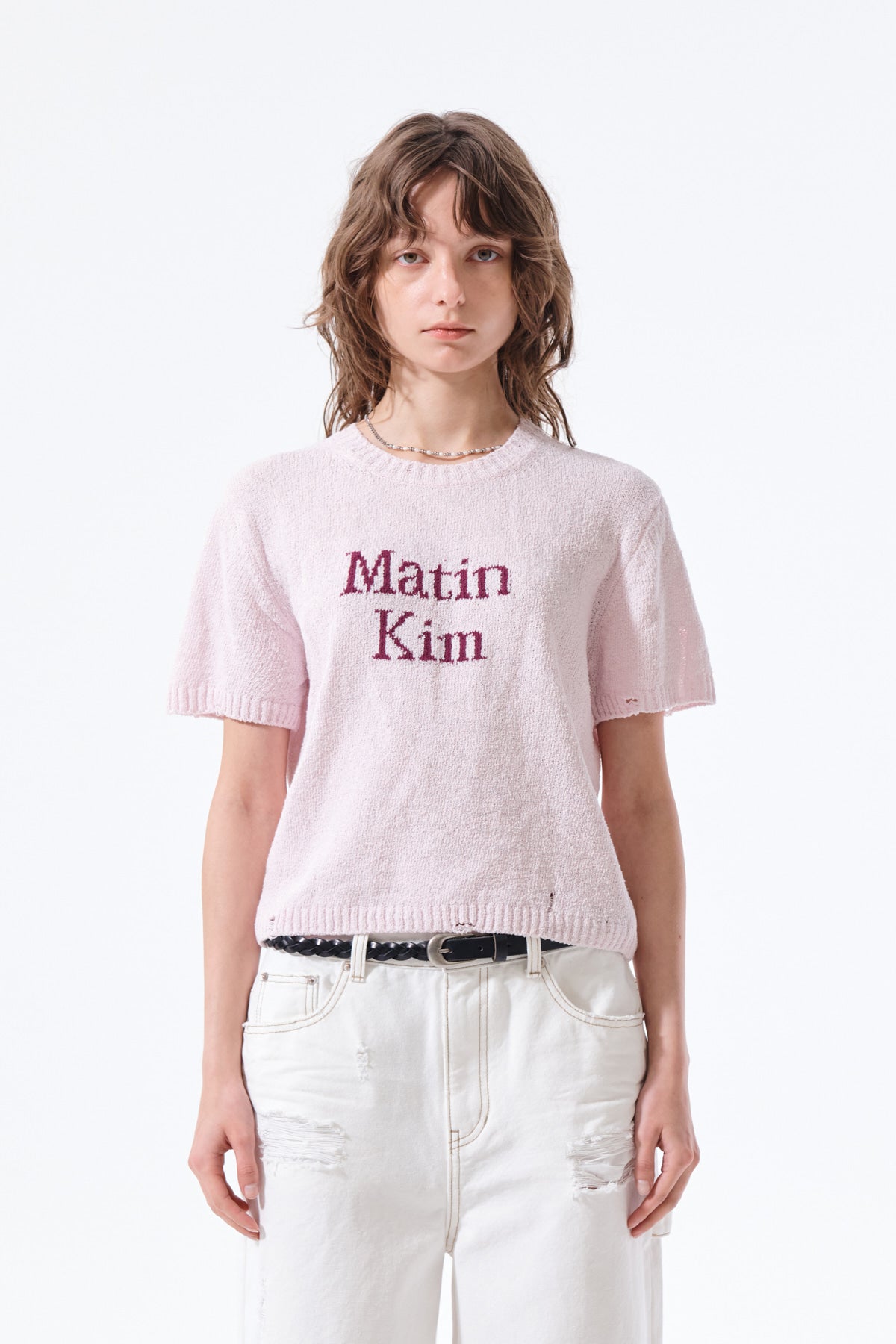 matinkim HALF SLEEVE LOGO PULLOVER FOR WOMEN IN PINK