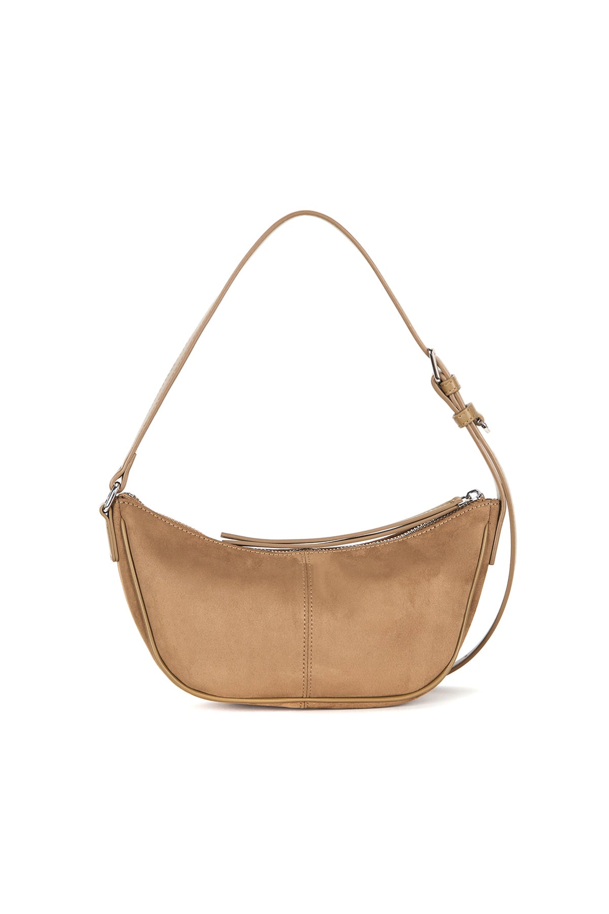 matinkim SUEDE MINI ARC HOBO BAG IN BEIGE