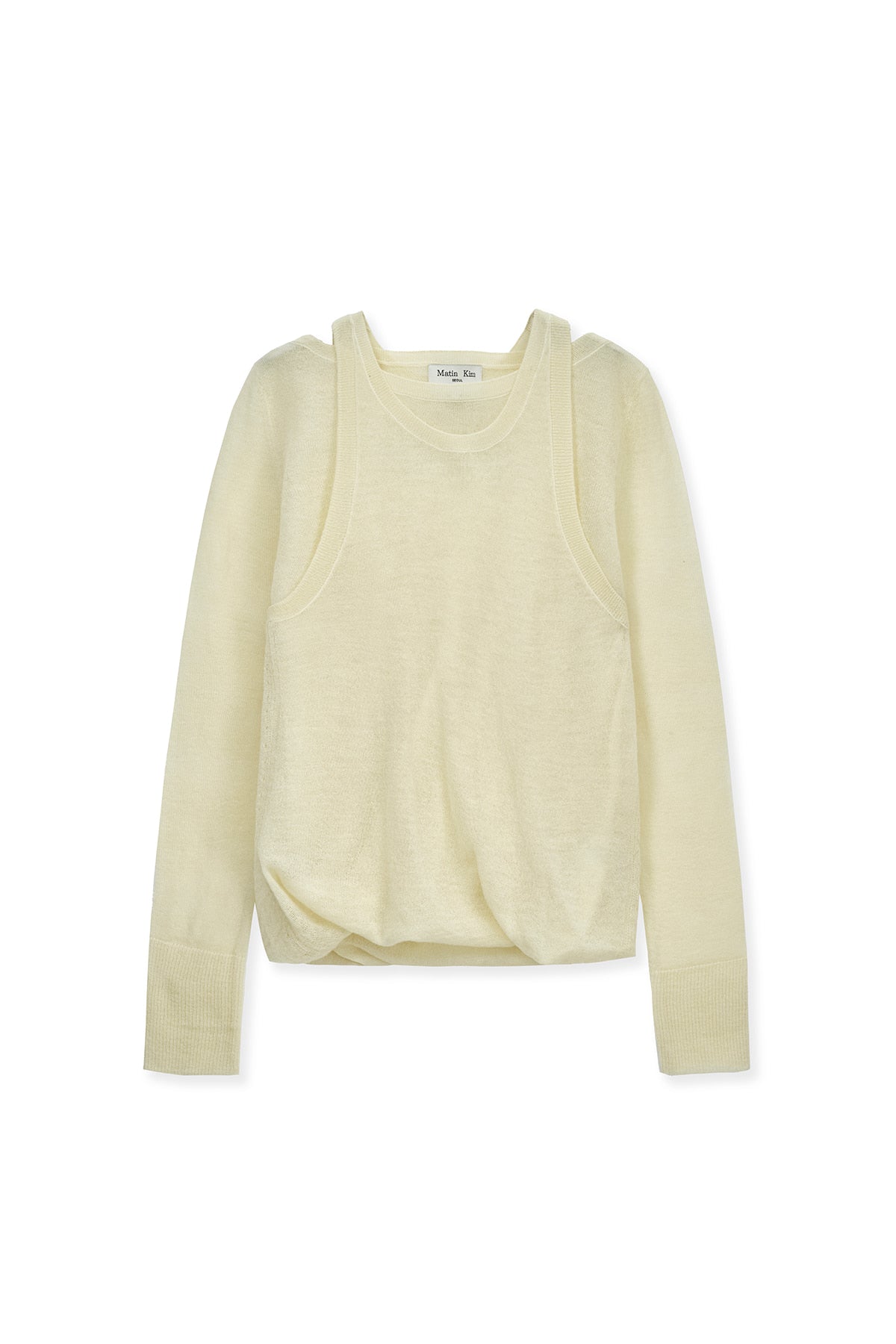 matinkim MOHAIR LAYERED KNIT PULLOVER IN LIGHT YELLOW