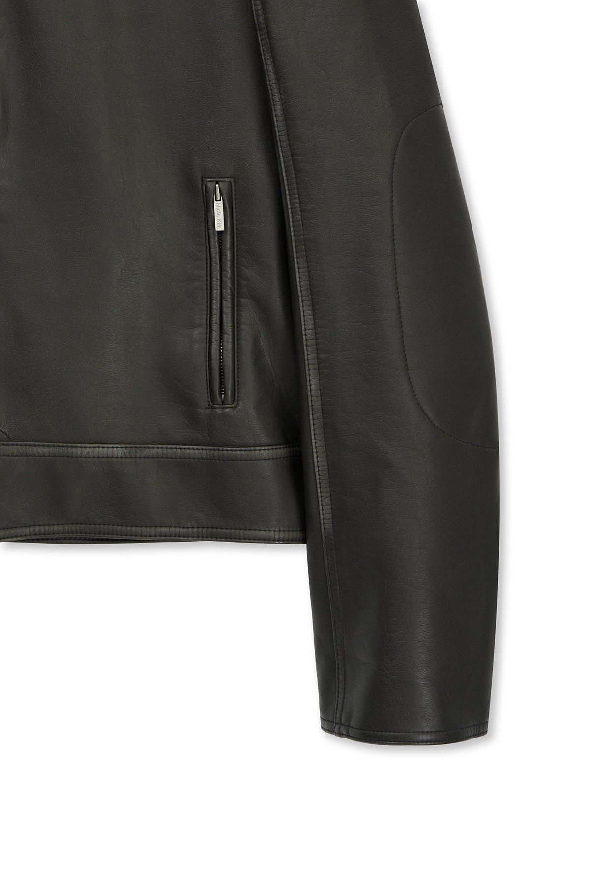 matinkim WASHED FAUX LEATHER RACER JUMPER IN CHARCOAL