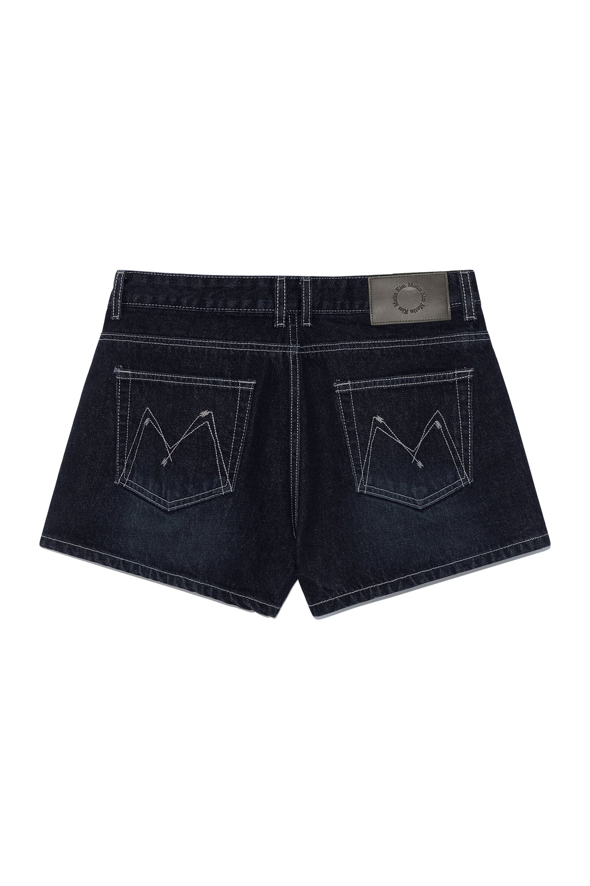 matinkim STITCH POINT DENIM SHORTS IN BLACK