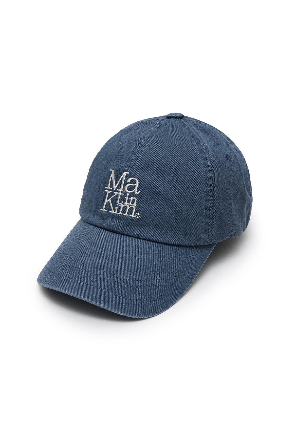 matinkim MATIN BLOCK LOGO BALL CAP IN SMOKE BLUE
