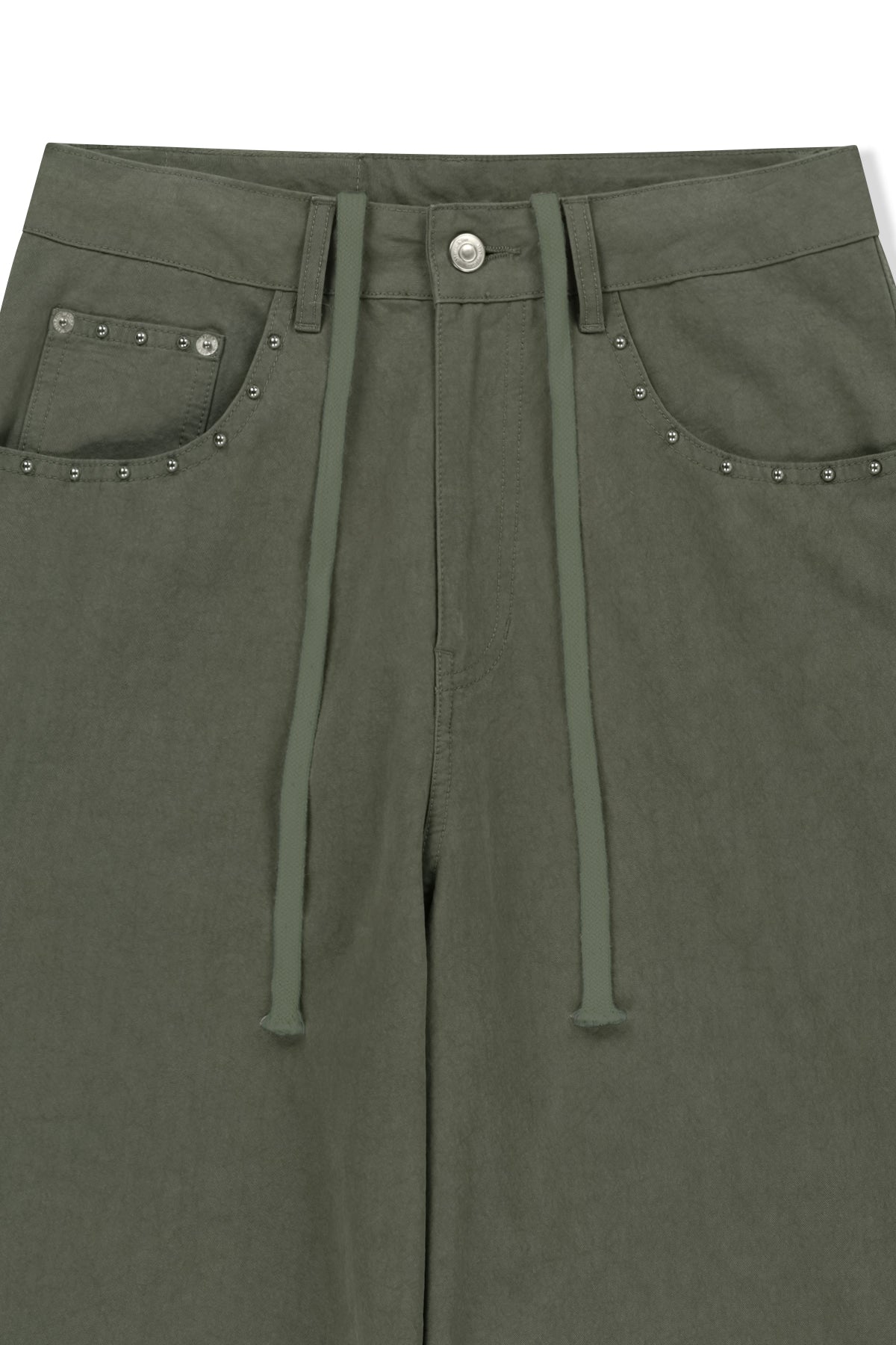 matinkim STUD POINT COLOR DENIM PANTS IN KHAKI