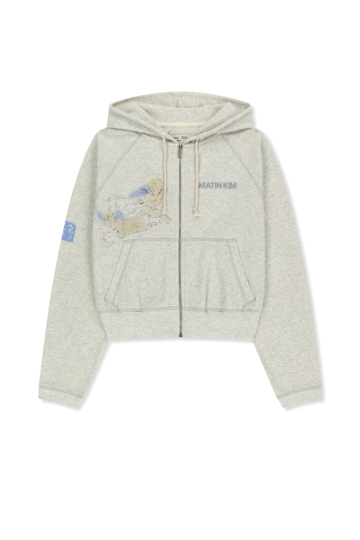 matinkim SKETCH GRAFFITI WAFFLE HOODY ZIP UP IN LIGHT BEIGE