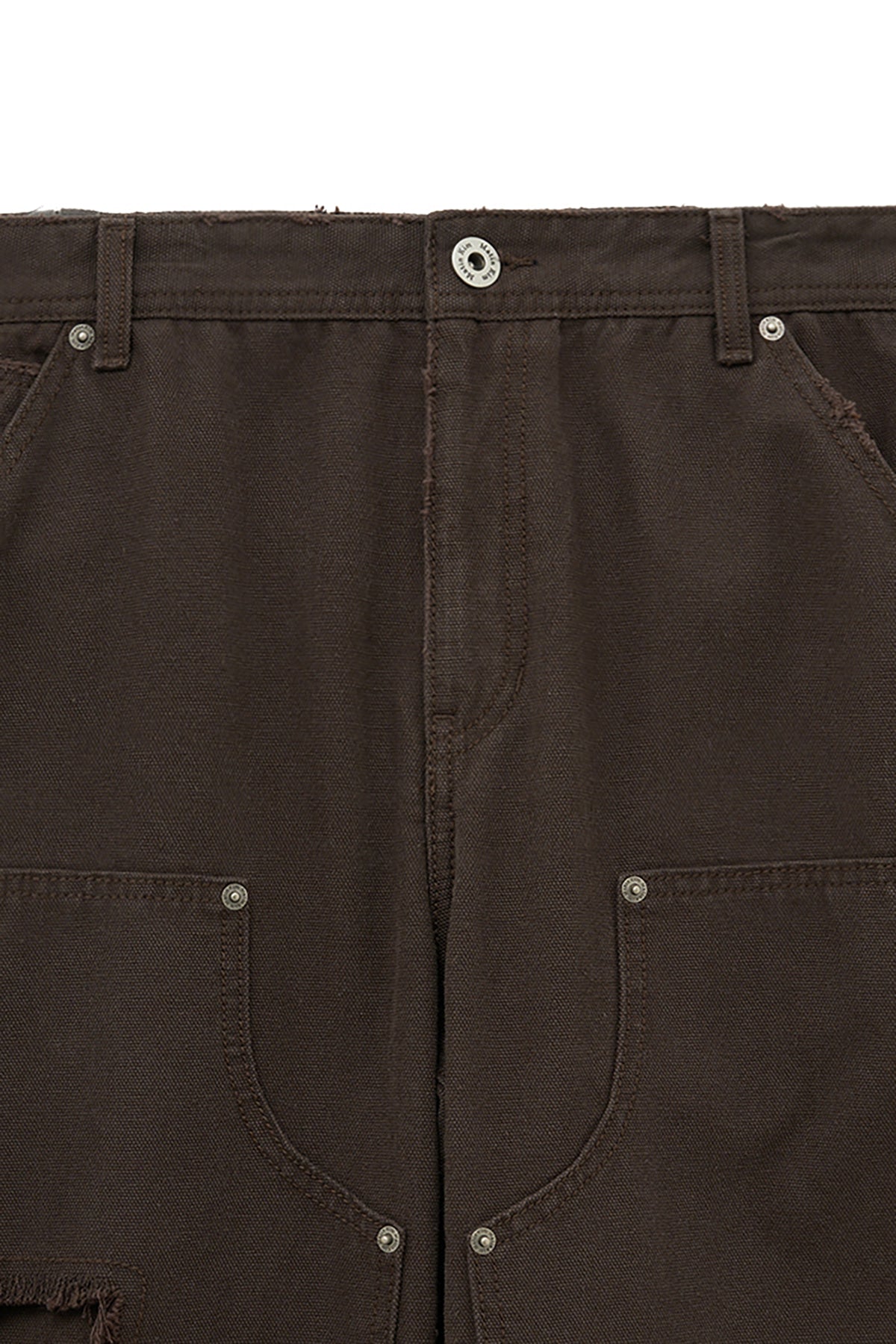 matinkim DISTRESSED DOUBLE KNEE WORK PANTS FOR MEN IN BROWN