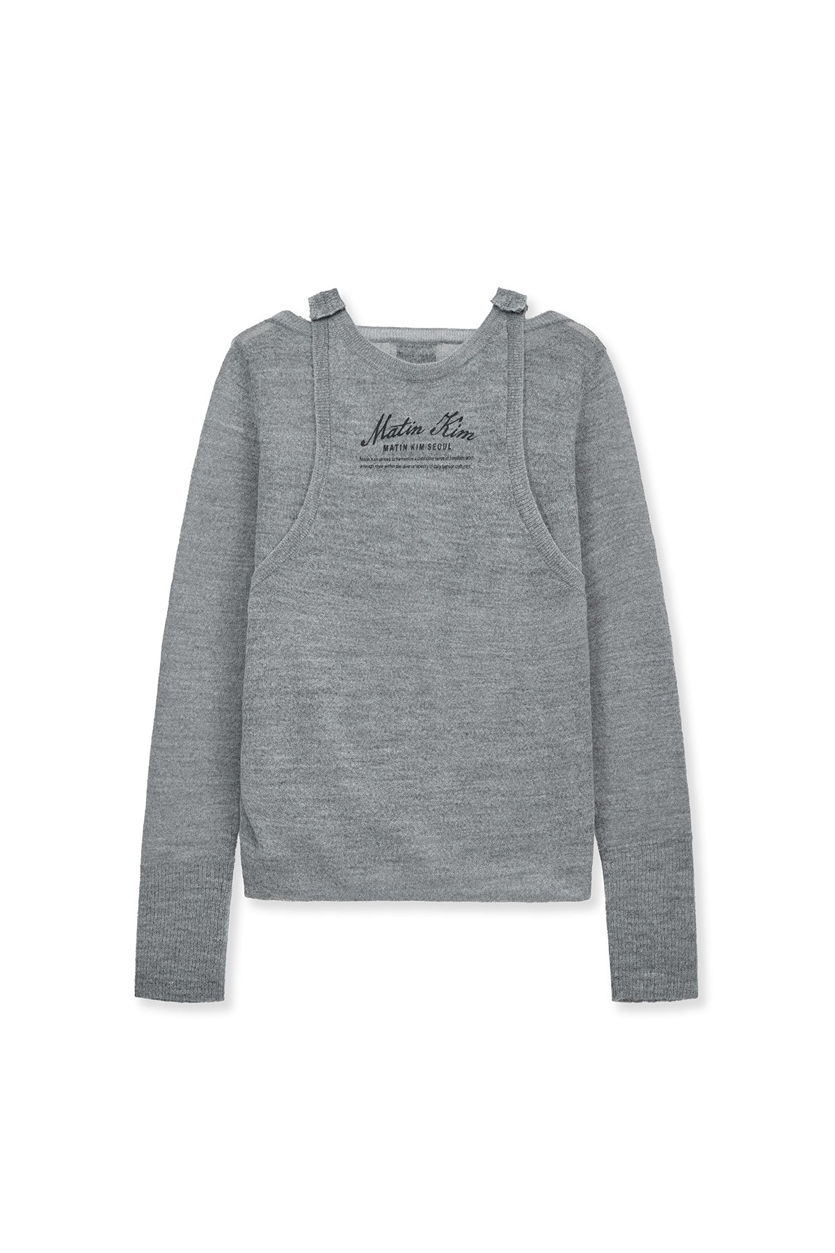 matinkim MOHAIR LAYERED KNIT PULLOVER IN LIGHT GREY