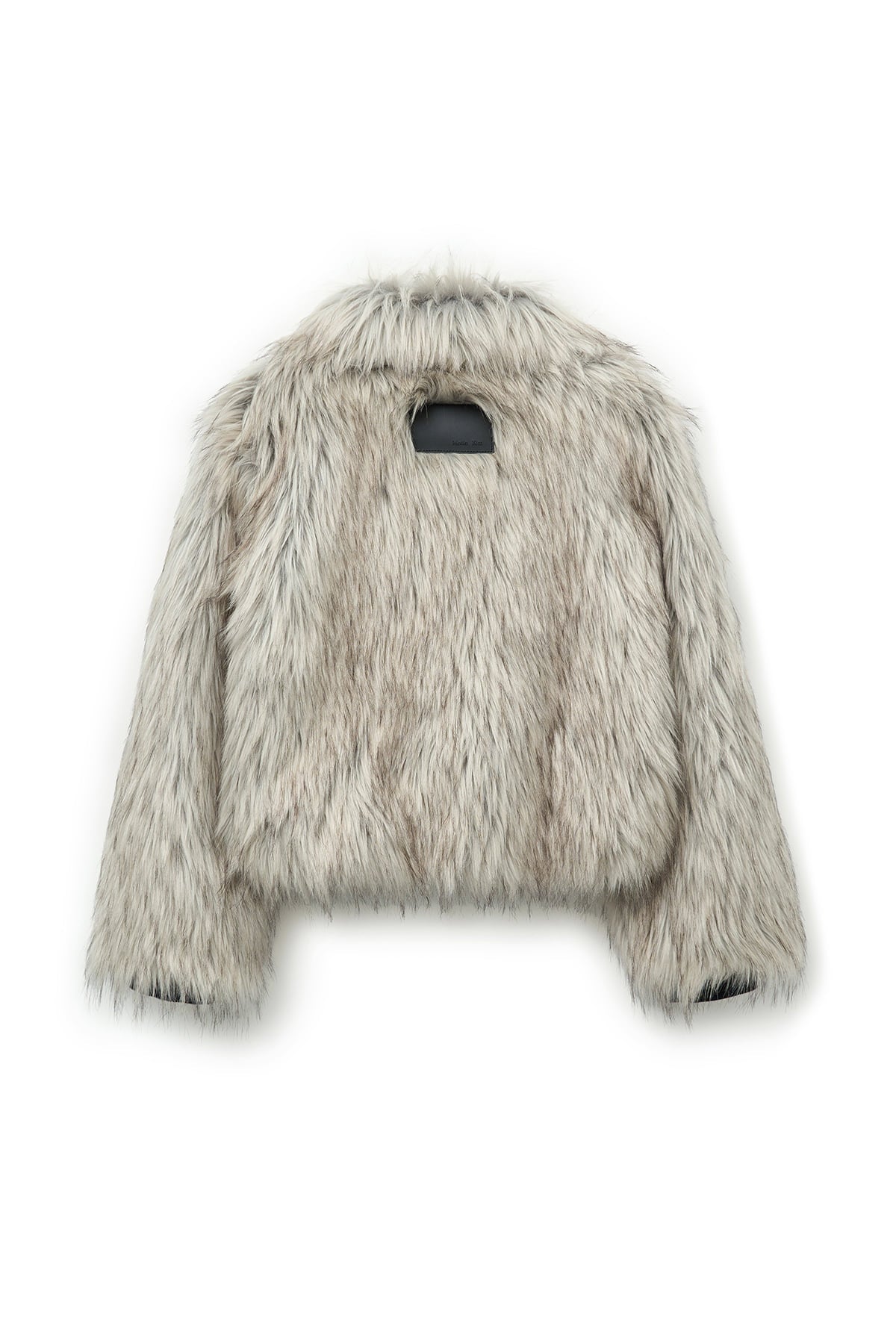 matinkim NECK BUCKLE CROP FUR JUMPER IN IVORY