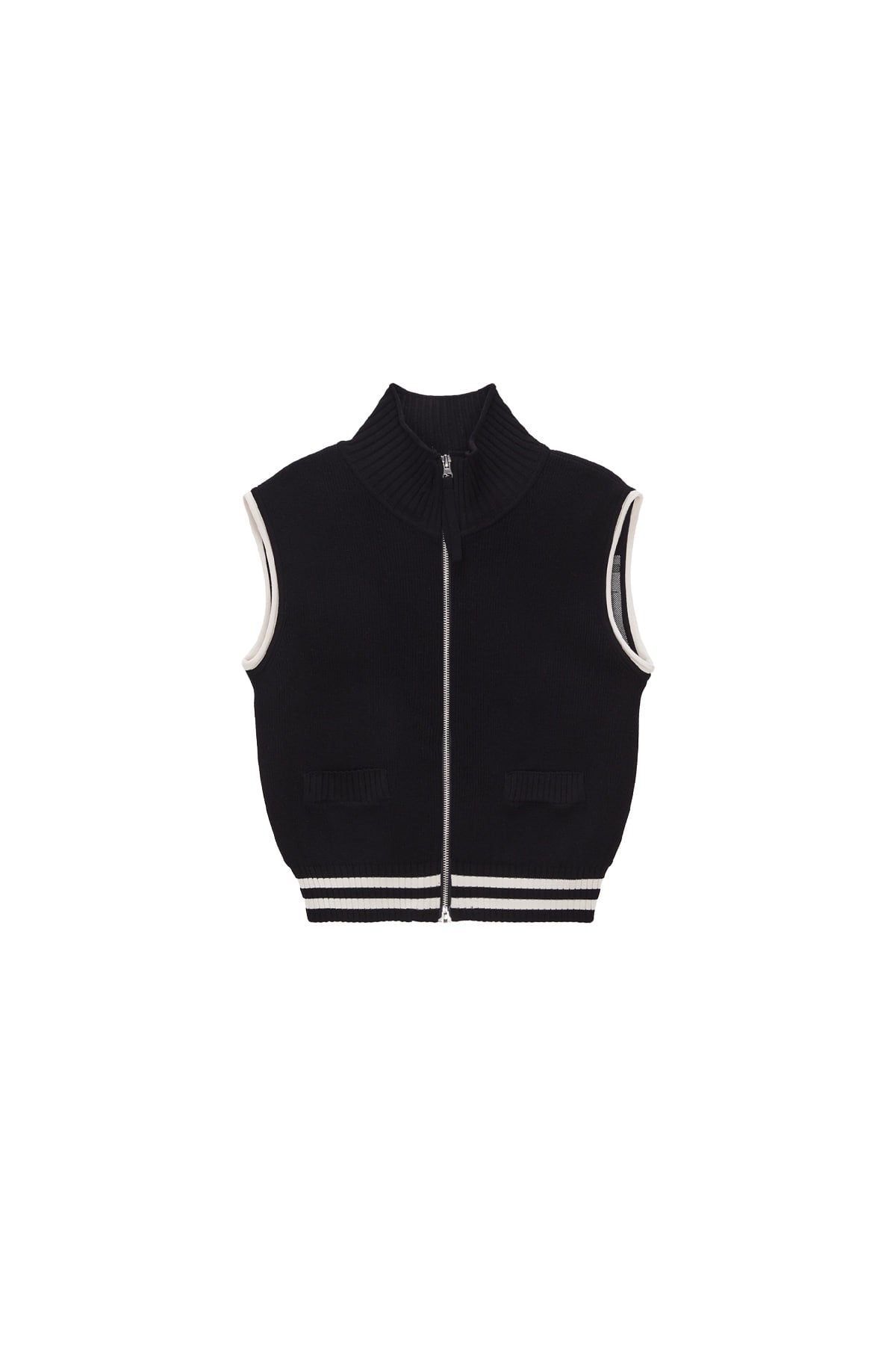 matinkim SPELL POINT STRIPE KNIT VEST IN BLACK