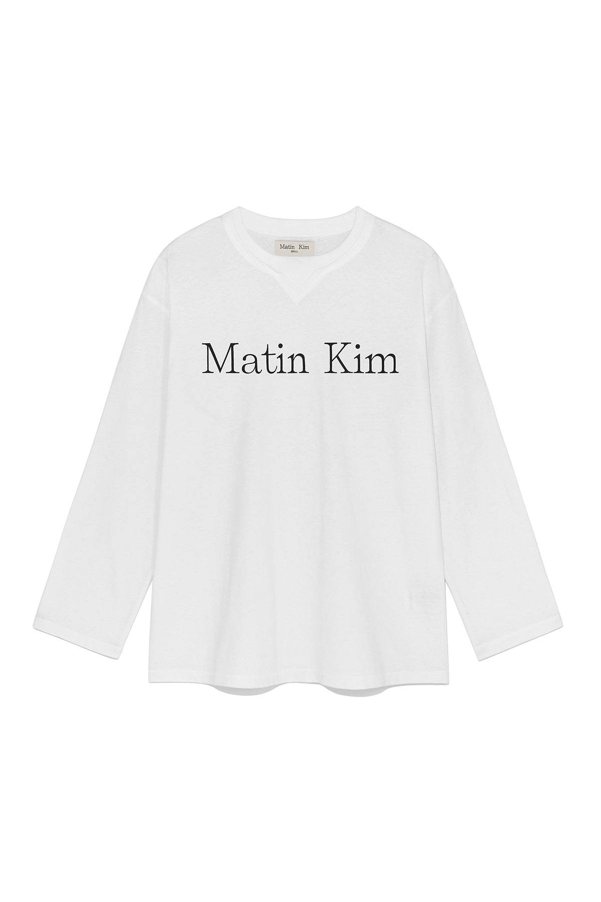 matinkim MATIN LOGO TYPO LONG SLEEVE TOP IN WHITE