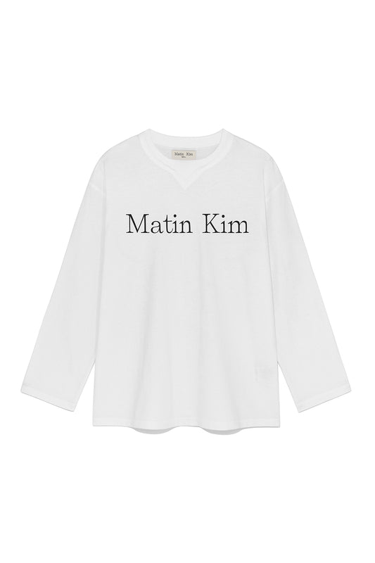 matinkim MATIN LOGO TYPO LONG SLEEVE TOP IN WHITE