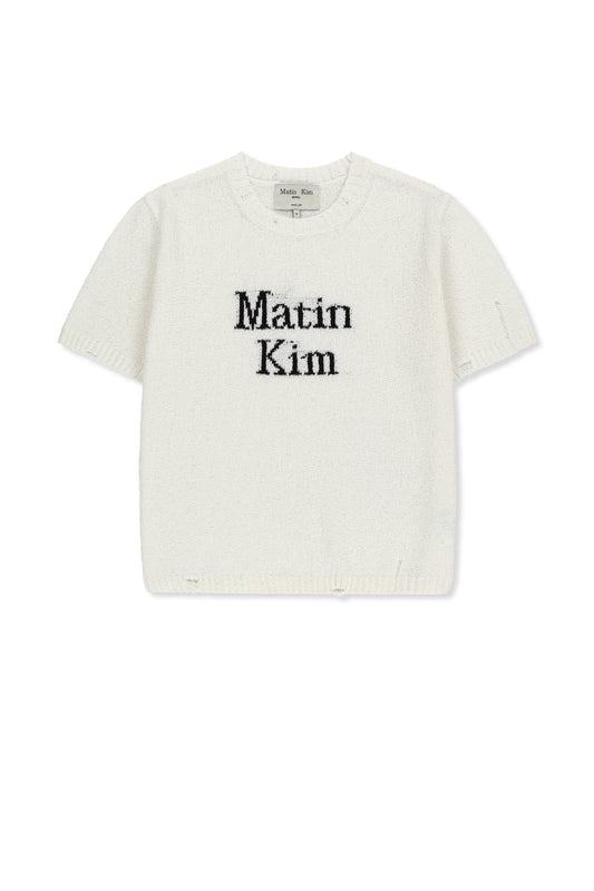 matinkim HALF SLEEVE LOGO PULLOVER FOR WOMEN IN WHITE