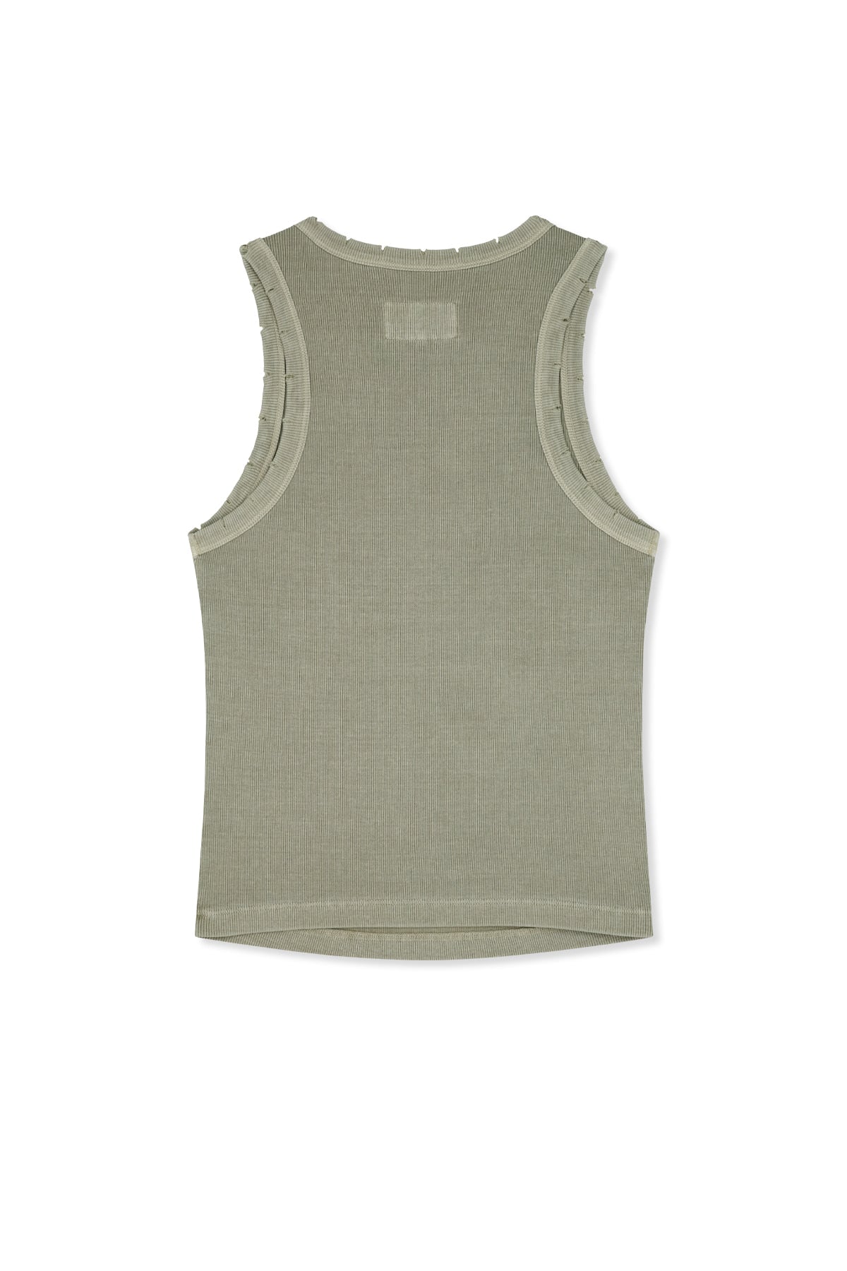 matinkim DISTRESSED SLEEVELESS LOGO TOP IN BEIGE