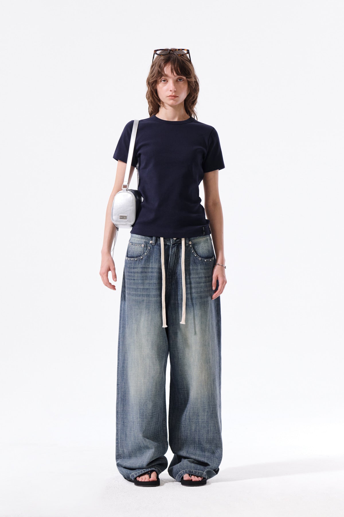 matinkim STUD POINT DENIM PANTS IN BLUE