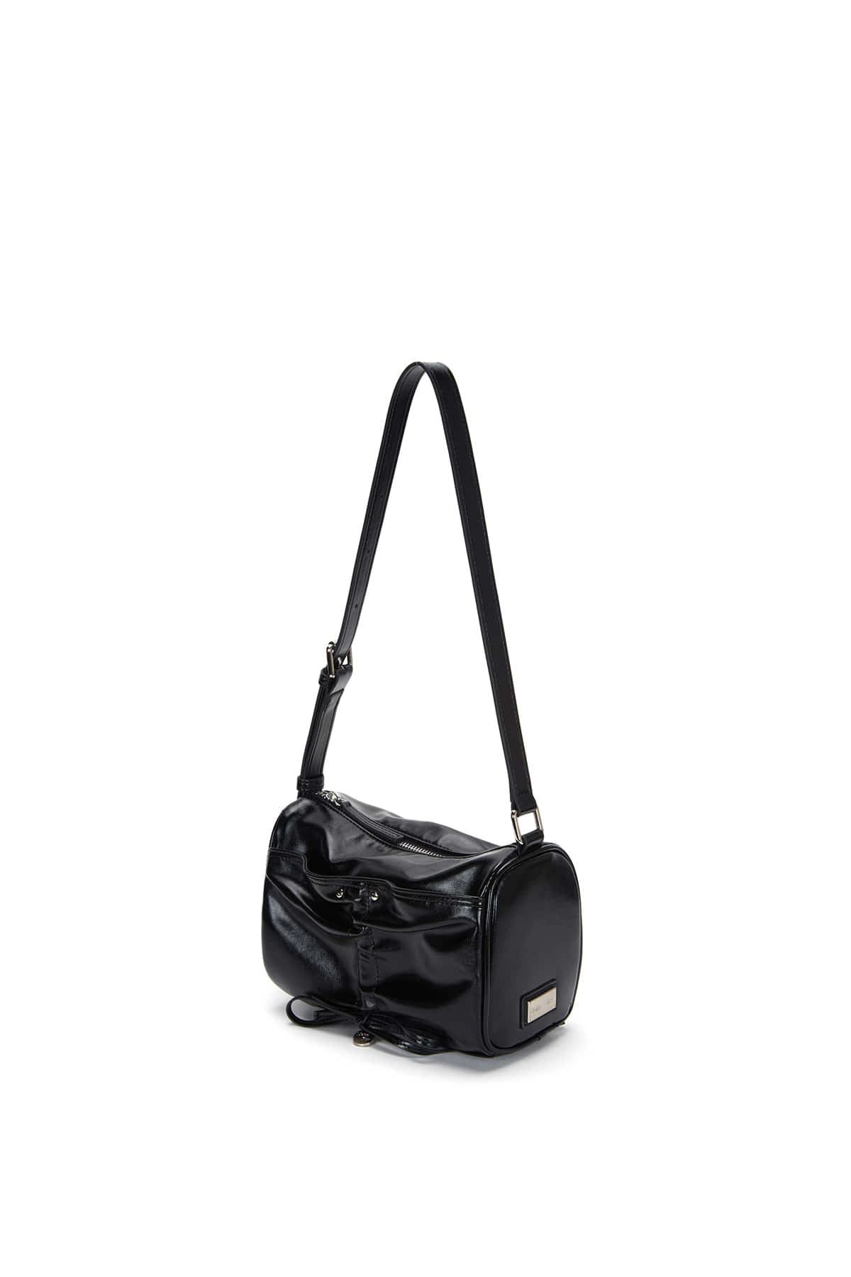 matinkim FRONT SHIRRING RIBBON MINI BAG IN BLACK