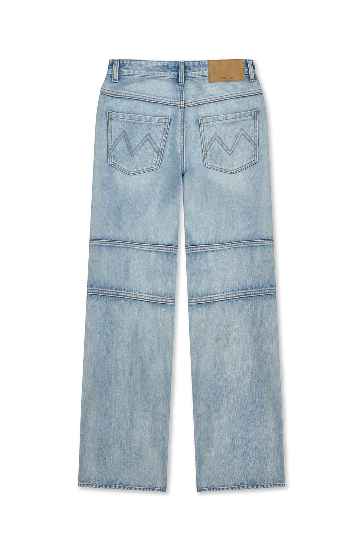 matinkim PANEL SEMI WIDE DENIM PANTS IN LIGHT BLUE