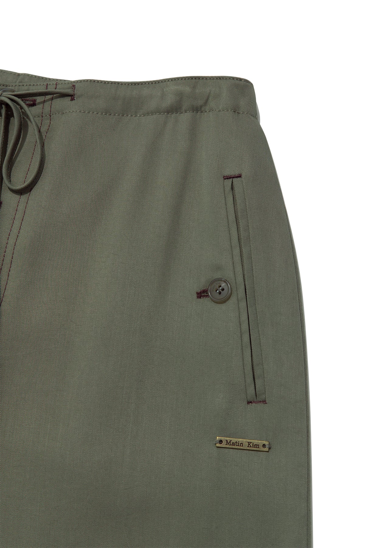 matinkim BUTTON POINT STRING WIDE PANTS IN KHAKI