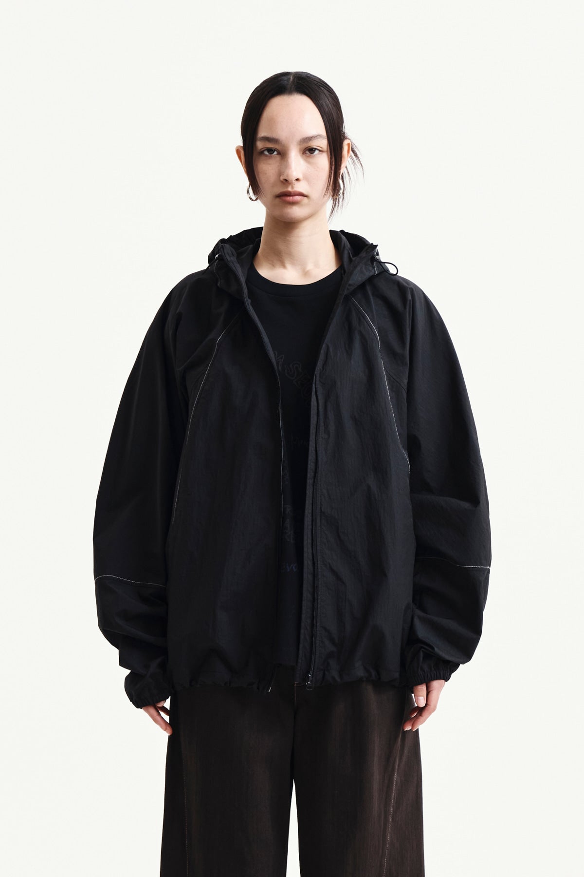 matinkim BACK LOGO HOODY WIND BREAKER IN BLACK