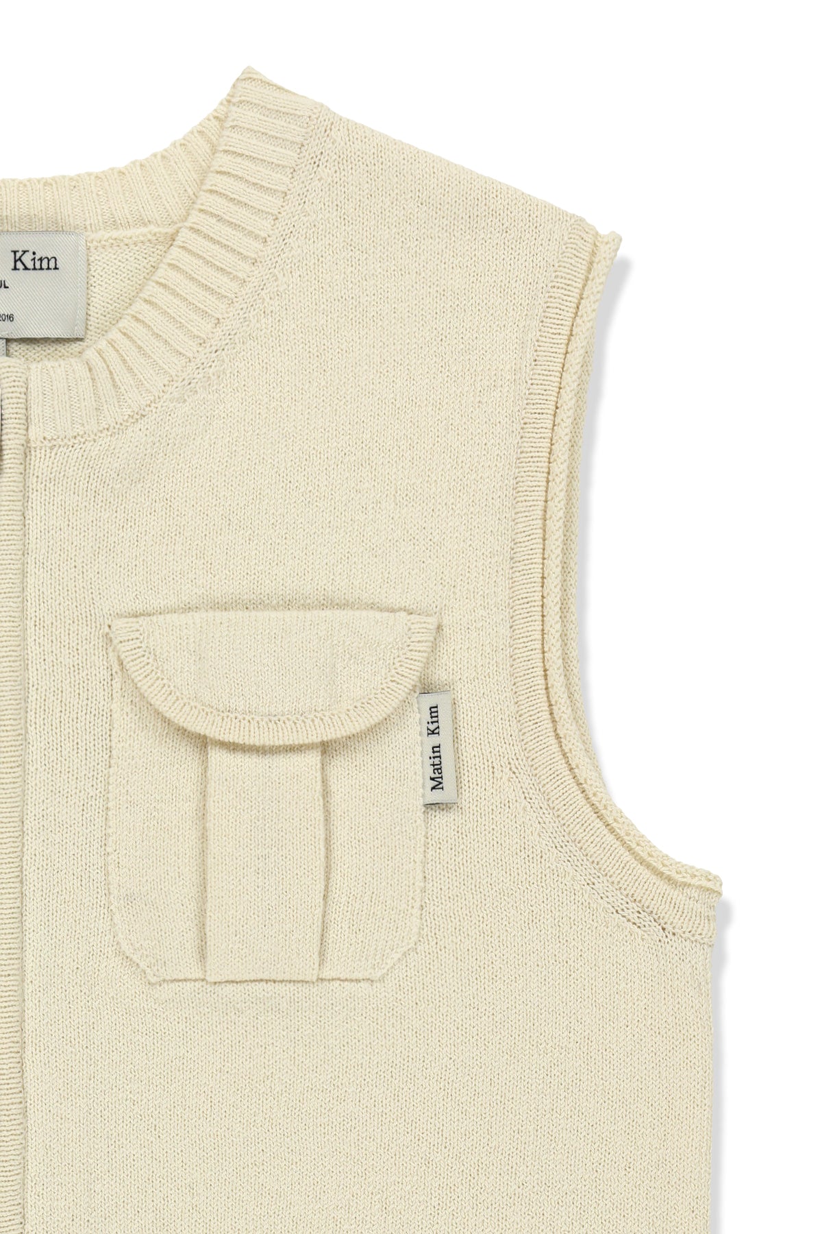matinkim POCKET WASHED KNIT VEST IN LIGHT BEIGE
