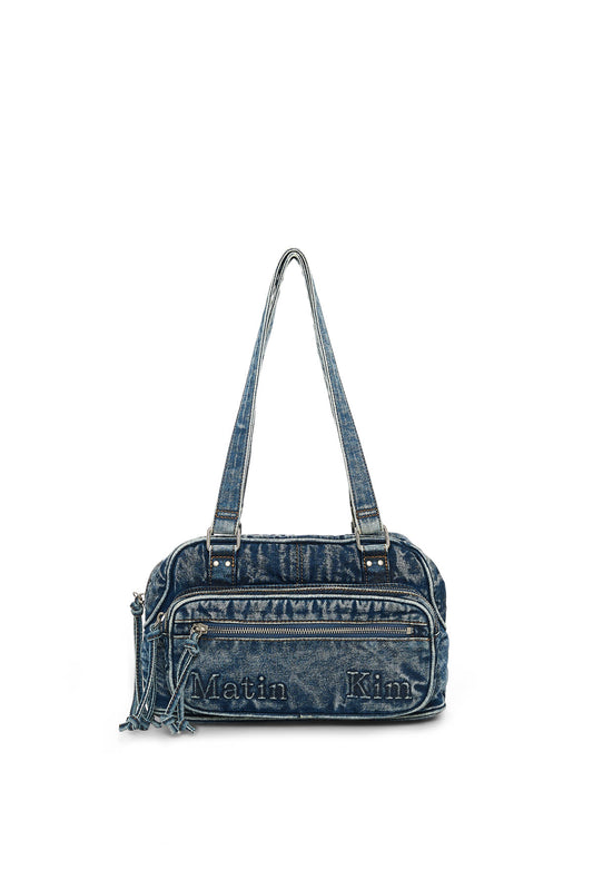 matinkim MATIN DUST DENIM ONE POCKET SHOULDER BAG IN BLUE