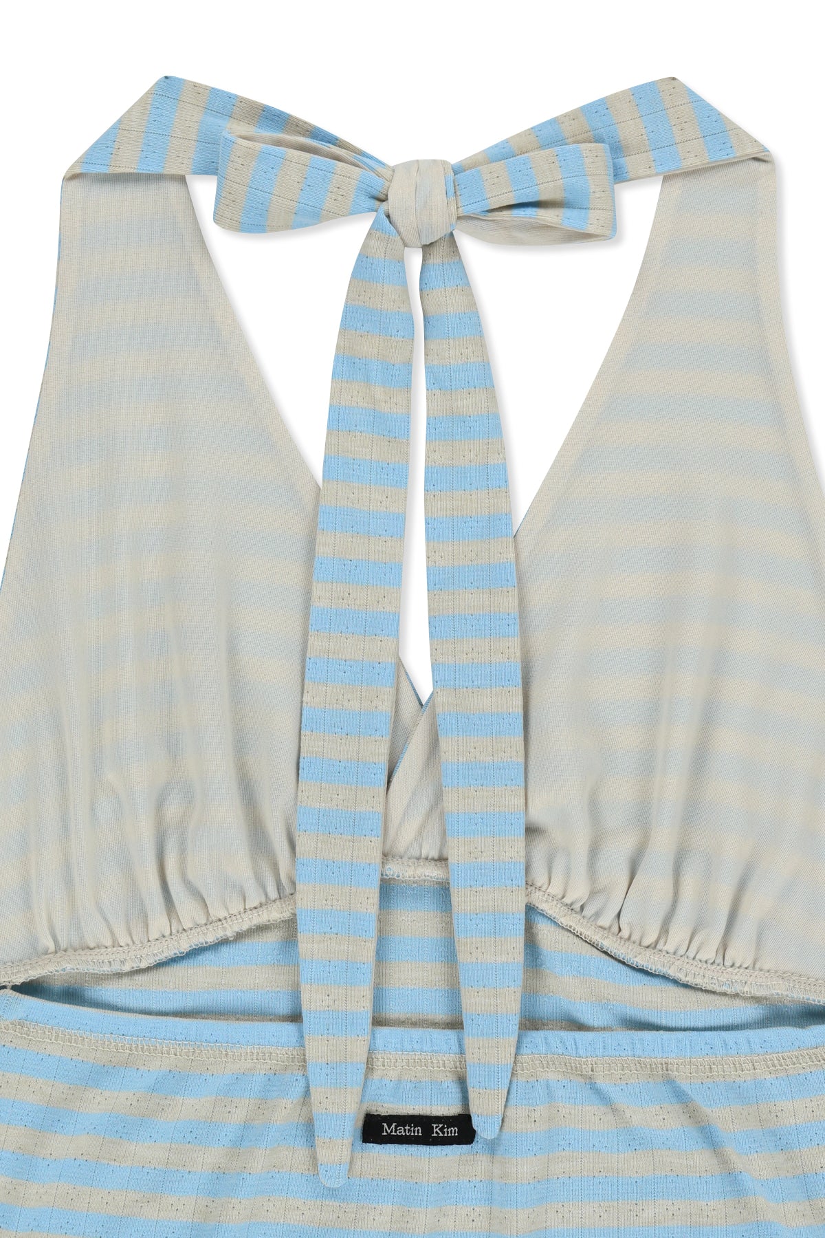 matinkim STRIPED HALTER NECK TOP IN LIGHT BLUE