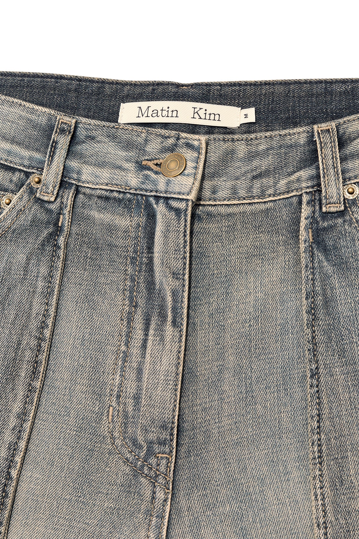 matinkim OUT POCKET WASHED DENIM PANTS IN SMOKE BLUE