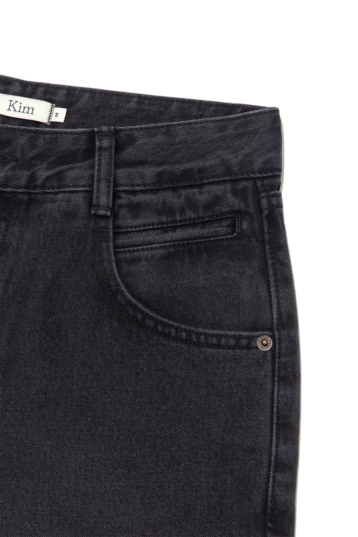 matinkim POCKET WASHED POINT DENIM PANTS IN BLACK