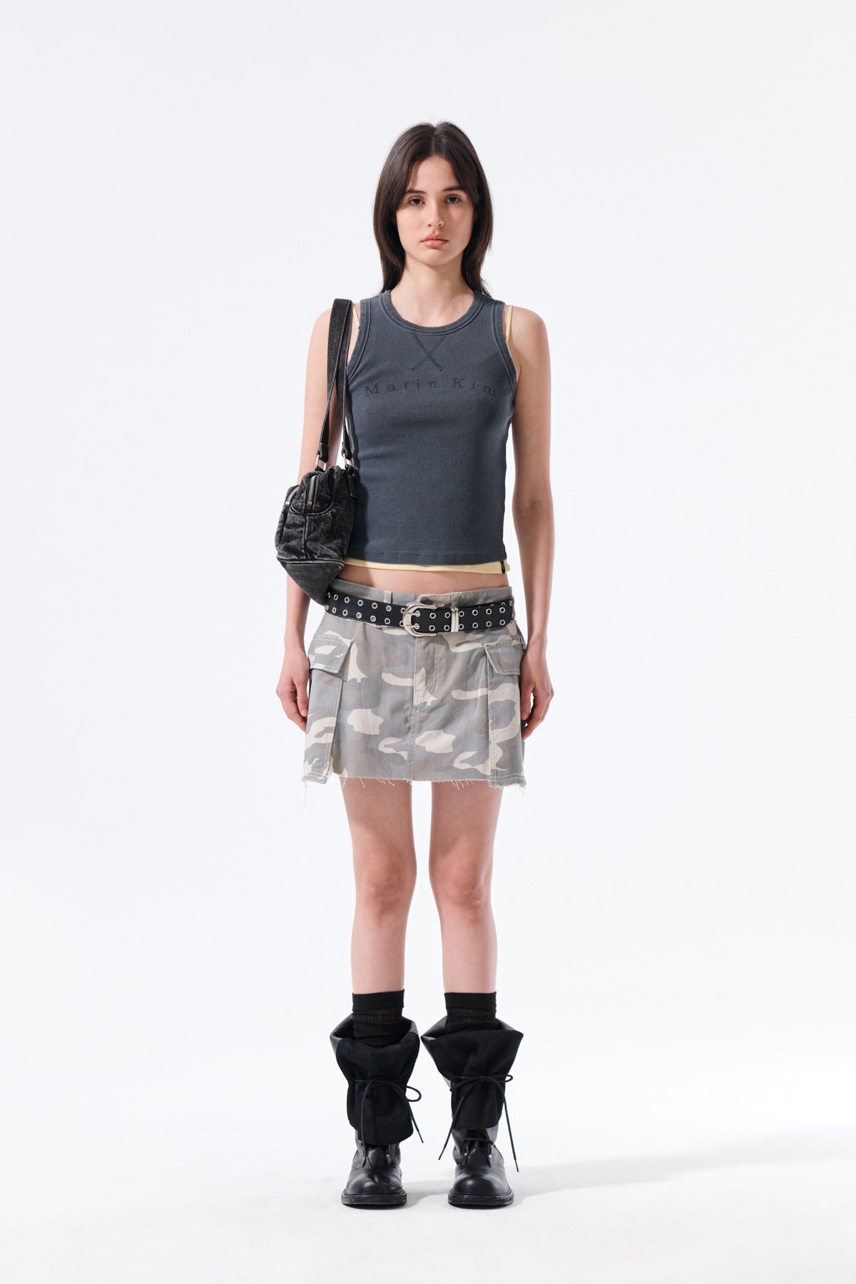 matinkim CARGO MINI DENIM SKORT IN BEIGE
