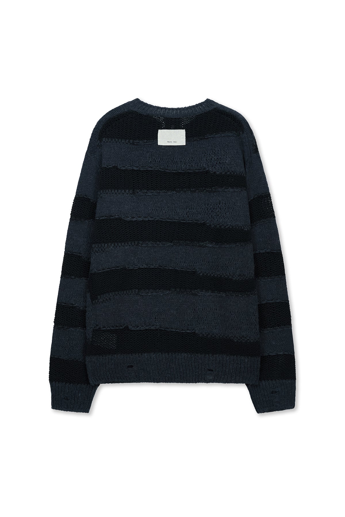 matinkim TEXTURE BLOCK STRIPE KNIT PULLOVER IN NAVY