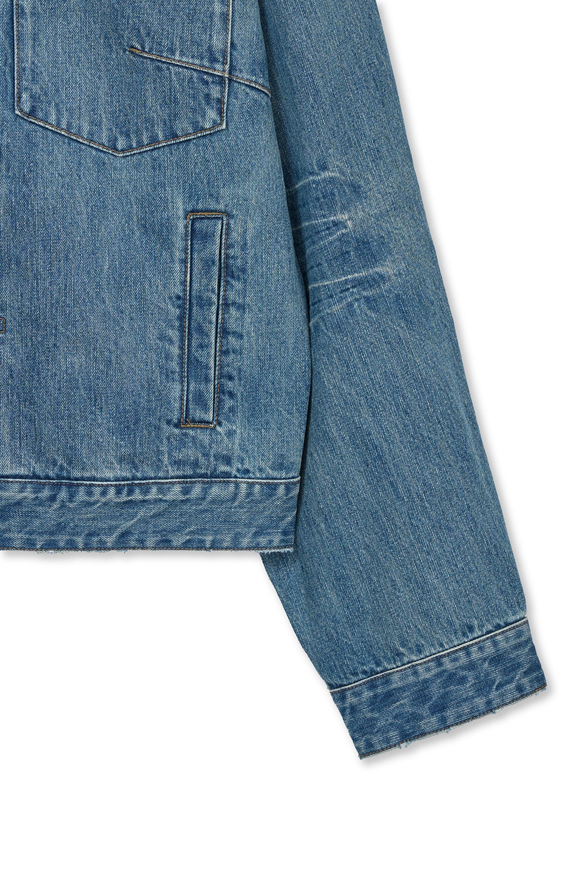 matinkim VINTAGE WASHED DENIM TRUCKER FOR MEN IN BLUE