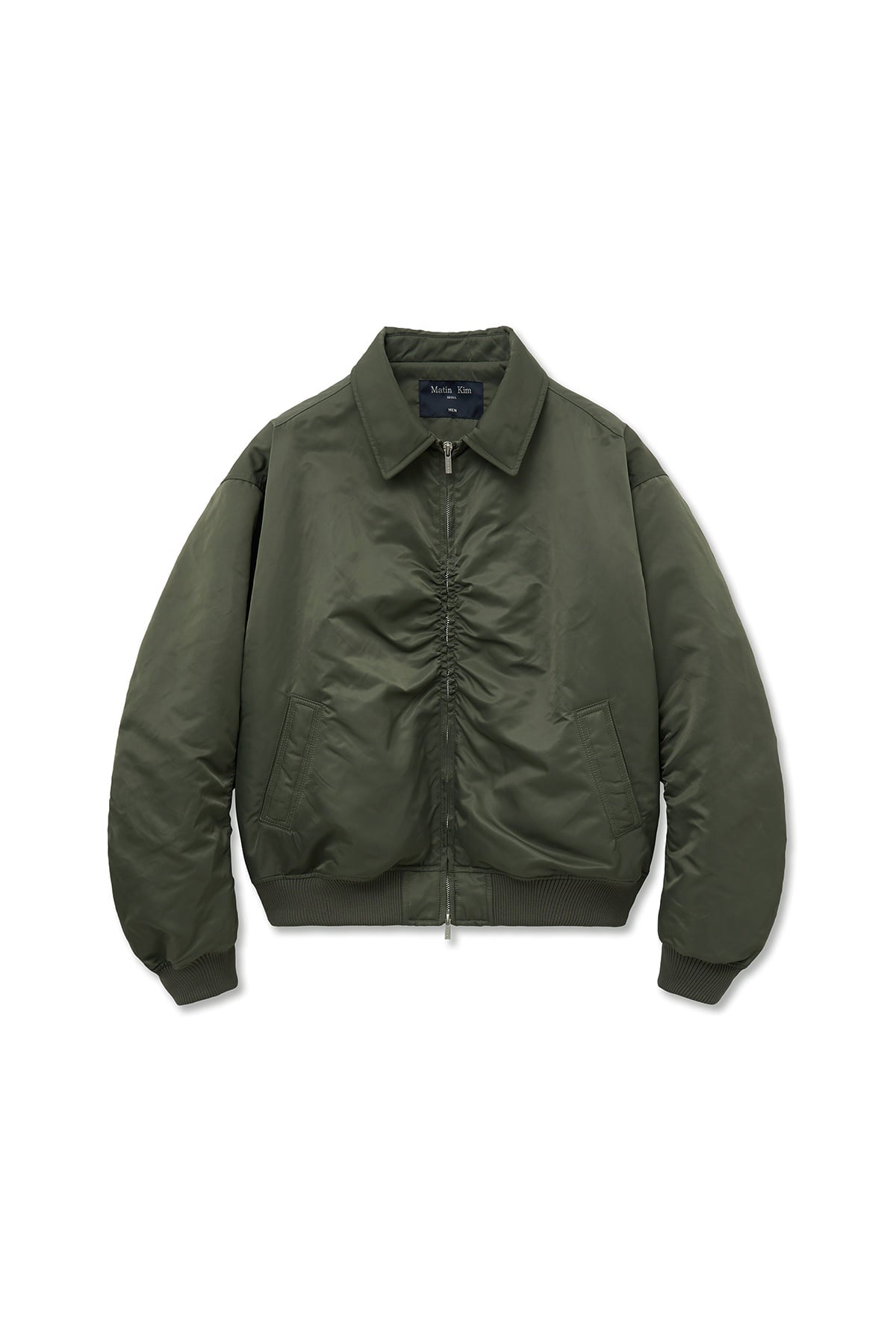 matinkim APPLIQUE LOGO SHIRRING BOMBER JUMPER FOR MEN IN KHAKI