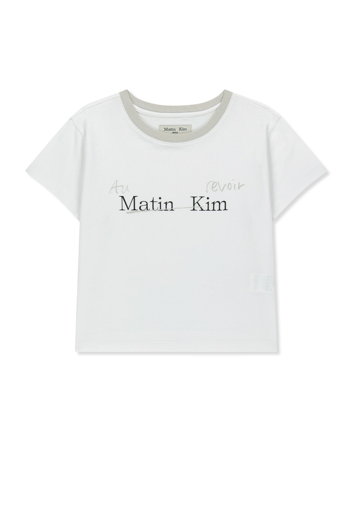 matinkim TONAL RIB LOGO CROP TOP IN WHITE